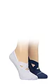 Women's 2 Pair Glenmuir Cushioned Sole Yoga Shoe Liner Socks - Lilac / Blue