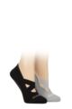 Women's 2 Pair Glenmuir Cushioned Sole Yoga Shoe Liner Socks - Black / Light Grey