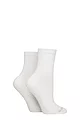 Women's 2 Pair Glenmuir Sport Cotton Half Cushioned Mid Length Yoga Socks with Grips - White