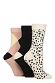 Women's 3 Pair Glenmuir Patterned Bamboo Socks - Leopard Argyle