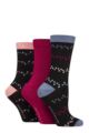 Women's 3 Pair Glenmuir Patterned Bamboo Socks - Spots / Plain Black