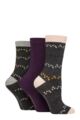 Women's 3 Pair Glenmuir Patterned Bamboo Socks - Spots / Plain Charcoal