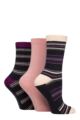 Women's 3 Pair Glenmuir Patterned Bamboo Socks - Stripes Navy