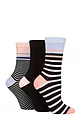 Women's 3 Pair Glenmuir Patterned Bamboo Socks - Stripe Black