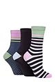 Women's 3 Pair Glenmuir Patterned Bamboo Socks - Stripe Navy