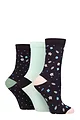 Women's 3 Pair Glenmuir Patterned Bamboo Socks - Flowers Navy