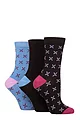 Women's 3 Pair Glenmuir Patterned Bamboo Socks - Cross Black