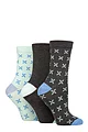 Women's 3 Pair Glenmuir Patterned Bamboo Socks - Cross Charcoal