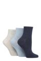 Women's 3 Pair Glenmuir Bamboo Cropped Socks - Ribbed Blues