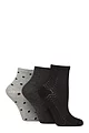 Women's 3 Pair Glenmuir Bamboo Cropped Socks - Textured Black / Charcoal / Grey