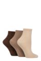 Women's 3 Pair Glenmuir Bamboo Cropped Socks - Textured Beige / Brown