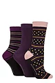 Women's 3 Pair Glenmuir Patterned Bamboo Socks - Spot / Stripe Black