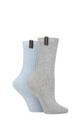 Ladies 2 Pair Glenmuir Light Cushioned Bamboo Boot Socks - Light Blue / Grey