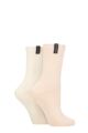 Ladies 2 Pair Glenmuir Light Cushioned Bamboo Boot Socks - Pink / Snow