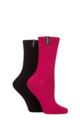 Ladies 2 Pair Glenmuir Light Cushioned Bamboo Boot Socks - Maroon / Black