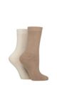 Women's 2 Pair Glenmuir Bamboo Cushioned Boot Socks - Brown / Beige