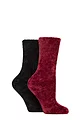 Women's 2 Pair Glenmuir Chenille Cosy Lounge Socks - Burgundy / Black