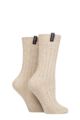 Ladies 2 Pair Glenmuir Classic Boot Socks - Beige