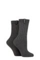 Ladies 2 Pair Glenmuir Classic Boot Socks - Charcoal