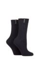 Ladies 2 Pair Glenmuir Classic Boot Socks - Navy