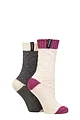 Women's 2 Pair Glenmuir Classic Fashion Boot Socks - Square Charcoal / Beige