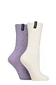 Women's 2 Pair Glenmuir Classic Fashion Boot Socks - Diamond Stone / Purple