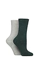 Women's 2 Pair Glenmuir Fully Cushioned Thermal Boot Socks - Green / Grey