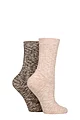 Women's 2 Pair Glenmuir Cotton and Wool Blend Slubby Boot Socks - Pink / Brown