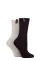 Ladies 2 Pair Glenmuir Classic Cushioned Cotton Boot Socks - Black / Grey