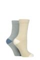 Women's 2 Pair Glenmuir Soft Touch Boot Socks - Beige / Blue