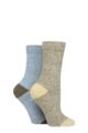 Women's 2 Pair Glenmuir Soft Touch Boot Socks - Khaki / Denim