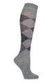 Ladies 1 Pair Burlington Whitby Extra Soft Argyle Knee High Socks - Grey