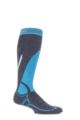 Mens 1 Pair Bridgedale Vertige Midweight Over the Calf Merinofusion Ski Socks - Gunmetal / Blue