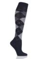 Ladies 1 Pair Burlington Whitby Extra Soft Argyle Knee High Socks - Navy / Pale Blue