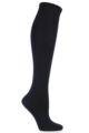 Ladies 2 Pair Elle Plain and Striped Cotton Knee Highs - Navy