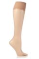 Ladies 1 Pair Falke Shelina 12 Denier Ultra Transparent Knee Highs With Shimmer - Powder