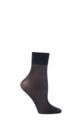 Women's 1 Pair Falke Seidenglatt 15 Denier Transparent Shining Ankle Highs - Marine
