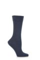 Ladies 1 Pair Falke Sensitive London Left And Right Comfort Cuff Cotton Socks - Navy Melange