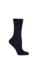 Ladies 1 Pair Falke Sensitive London Left And Right Comfort Cuff Cotton Socks - Dark Navy