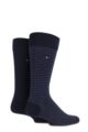 Mens 2 Pair Tommy Hilfiger Small Stripe Cotton Socks - Dark Navy