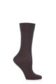 Ladies 1 Pair Falke Sensitive London Left And Right Comfort Cuff Cotton Socks - Dark Brown