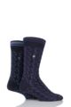 Mens 2 Pair Jeep Spirit Cotton Socks - Navy / Purple