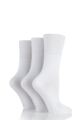 Ladies 3 Pair Gentle Grip Plain Cotton Socks - White