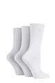 Women's 3 Pair Gentle Grip Plain Cotton Socks - White