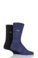 Mens 2 Pair Jeep Spirit Cotton Socks - Black / Purple