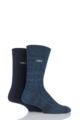 Mens 2 Pair Jeep Spirit Cotton Socks - Navy / Teal