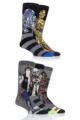 Mens 5 Pair SOCKSHOP Disney Star Wars Heroes Yoda, Chewbacca, C-3P0, R2-D2 and Han Solo Socks - Assorted