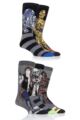 Mens 5 Pair SOCKSHOP Disney Star Wars Heroes Yoda, Chewbacca, C-3P0, R2-D2 and Han Solo Socks - Assorted