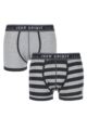 Mens 2 Pack Jeep Spirit Wide Stripe and Plain Cotton Rich Trunks - Charcoal / Grey