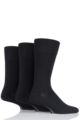 Mens 3 Pair Glenmuir Plain Comfort Cuff Socks - Black